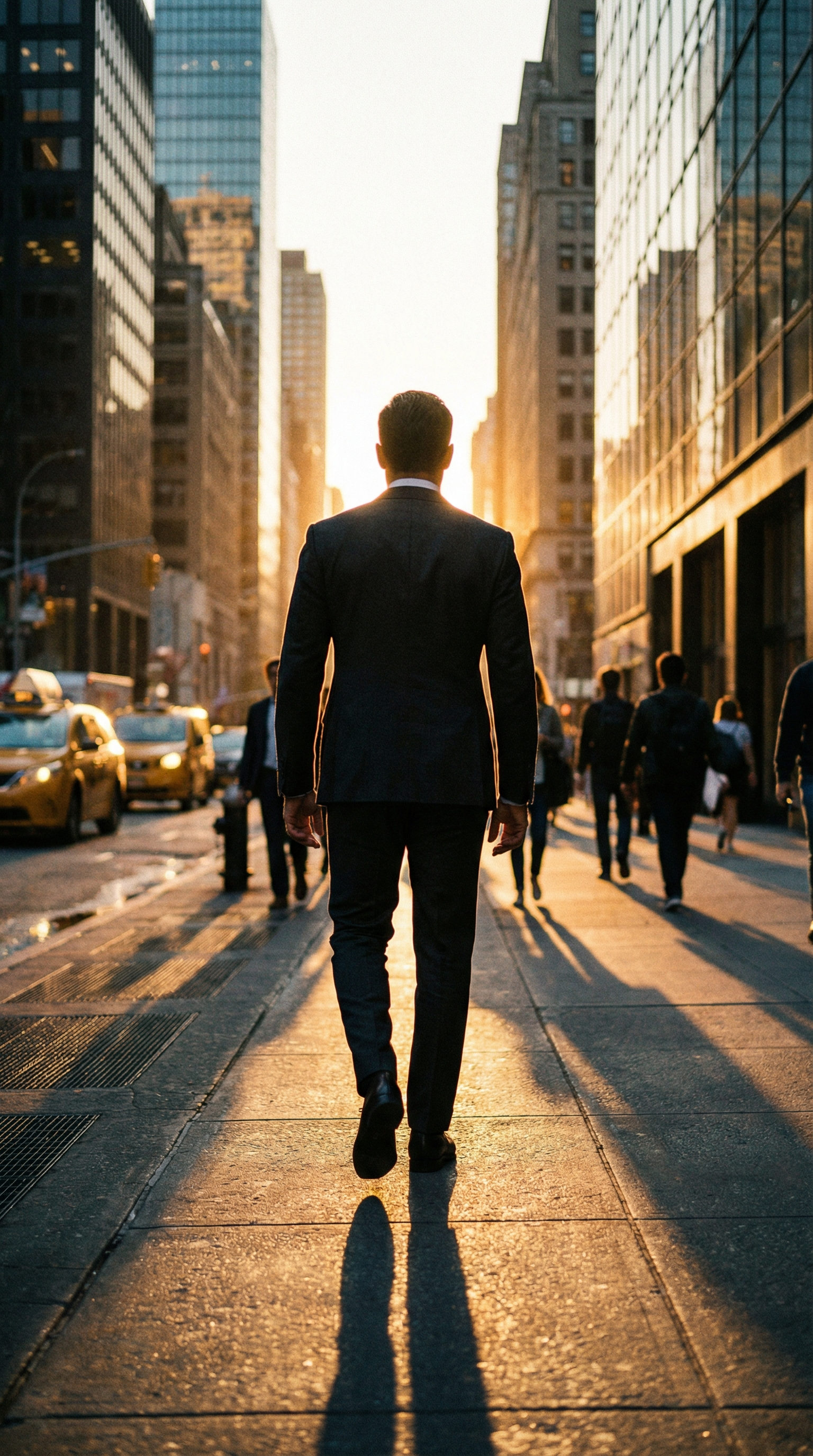 Confident man walking in tailored outfit